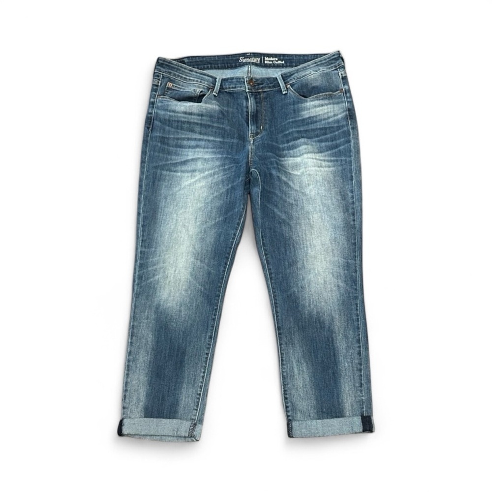 Signature by Levi Strauss Modern Slim Cuffed Blue Jeans 16-W33